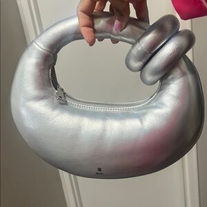 JW PEI Metallic Silver Clutch